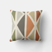 レトロジオメトリアート三角形グリーンオレンジ クッション (裏面)