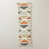 レトロジオメトリアート三角形グリーンオレンジ ボディピロー (正面縦)