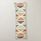 レトロジオメトリアート三角形グリーンオレンジ ボディピロー (裏面 (縦))