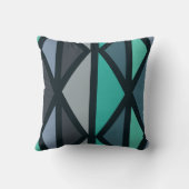 レトロジオメトリアート三角形ブラックティール（緑がかった色） クッション (裏面)