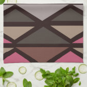 レトロジオメトリアート三角形ブラックレッドブラウン キッチンタオル (折り畳み)