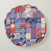 レトロジオメトリカバーセットバウハウスレトロデザインc ラウンドクッション (裏面)