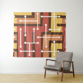 レトロジオメトリックアートメイズバーンドオレンジ タペストリー (インサイチュ(横))