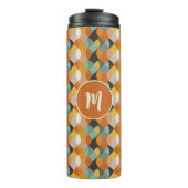 レトロジオメトリックオバルオレンジティール(緑がかった色)金ゴールドモノグラム タンブラー (正面)