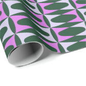 レトロジオメトリックグリーンパープルユニークブライトフェスティバル ラッピングペーパー (ロールコーナー)