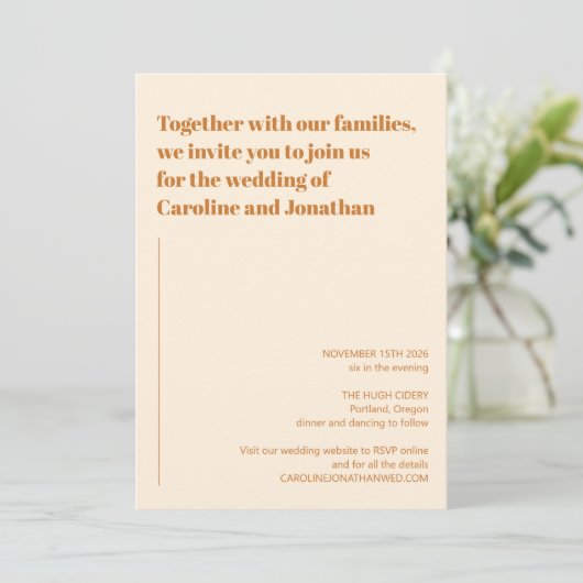 レトロジオメトリックテラコッタピンクサ結婚スト 招待状 (スタンド正面)