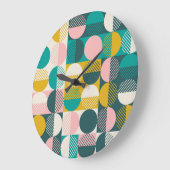 レトロジオメトリックモダン:ヴィンテージパターン。 ラージ壁時計 (傾斜)