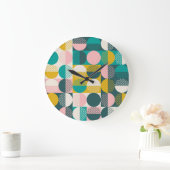 レトロジオメトリックモダン:ヴィンテージパターン。 ラージ壁時計 (ホーム)