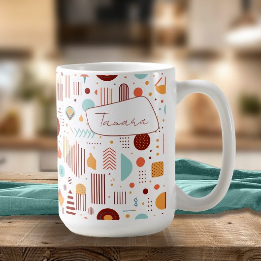 レトロジオメトリック抽象芸術パス#5ブリック金ゴールドID1067 コーヒーマグカップ