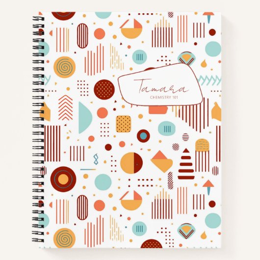 レトロジオメトリック抽象芸術パス#5ブリック金ゴールドID1067 ノートブック (正面)
