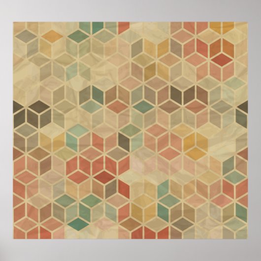 レトロジオメトリック：シームレスなデザイン ポスター (正面)