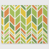 レトロジグザグオレンジ&グリーンシェブロン ラッピングペーパー (フラット)