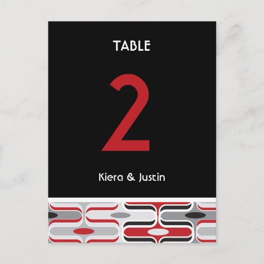 レトロジグザグパターモダンン結婚アールデコ表 ポストカード (正面)