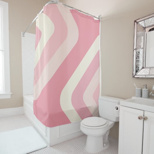 レトロジャイアントダイアモンズピンクバニラ シャワーカーテン (インサイチュ)