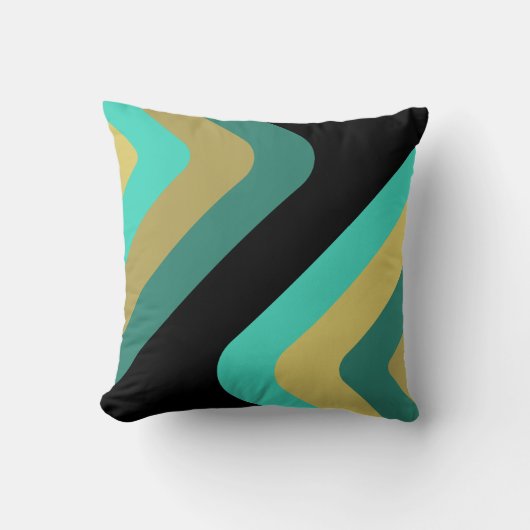 レトロジャイアントダイヤモンドターコイズ金ゴールド クッション (正面)