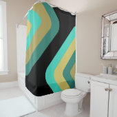 レトロジャイアントダイヤモンドターコイズ金ゴールド シャワーカーテン (インサイチュ)