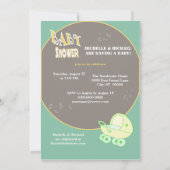 レトロジャズはベビーシャワーをつなぎます 招待状 (裏面)