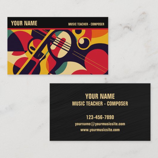 レトロジャズ抽象芸術音楽プロフェッショナル 名刺 (正面/裏面)