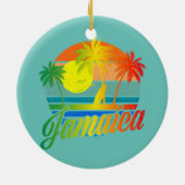 レトロジャマイカサマービーチバケーション男性へウィメンズ セラミックオーナメント (裏面)