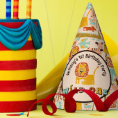 レトロジャングルアニマルズワイルドワンファースト誕生日 パーティーハット