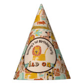 レトロジャングルアニマルズワイルドワンファースト誕生日 パーティーハット (正面)