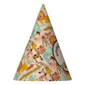 レトロジャングルアニマルズワイルドワンファースト誕生日 パーティーハット (左)