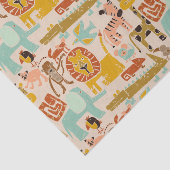 レトロジャングル動物かわいいパターン（の模様が）ある 薄葉紙 (詳細)