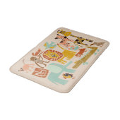 レトロジャングル動物かわいい図解入りの、写真付きの バスマット (アングル)