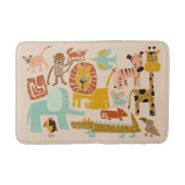 レトロジャングル動物かわいい図解入りの、写真付きの バスマット (正面)