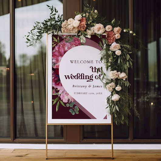 レトロジュエリートーンハートロマン結婚ティックスウェルカム ポスター