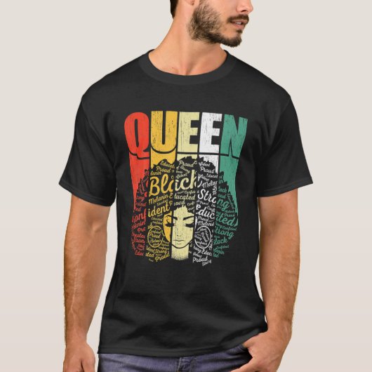 レトロジュネファークイーンメラニン母の日の女性 Tシャツ (正面)