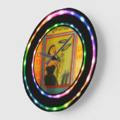 レトロジュークボックスフェイクネオン!丸時計 ラージ壁時計 (傾斜)