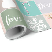 レトロジョイかわいいクリスマスイラストスクエア ラッピングペーパー (ロールコーナー)