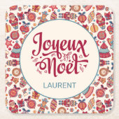 レトロジョユーノエパーソナライズされたル スクエアペーパーコースター (正面)