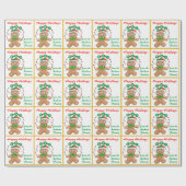 レトロジンジャーブレッドパーソナライズされたジョークリスマス ラッピングペーパー (フラット)