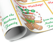 レトロジンジャーブレッドパーソナライズされたジョークリスマス ラッピングペーパー (ロールコーナー)