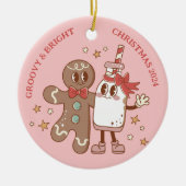 レトロジンジャーブレッドマングルービークリスマス セラミックオーナメント (正面)