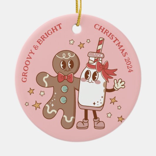 レトロジンジャーブレッドマングルービークリスマス セラミックオーナメント (正面)