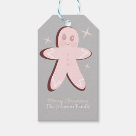 レトロジンジャーブレッドCookieピンクのクリスマスギフトタグ ギフトタグ