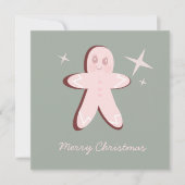 レトロジンジャーブレッドCookie Groovyクリスマス カード (正面)