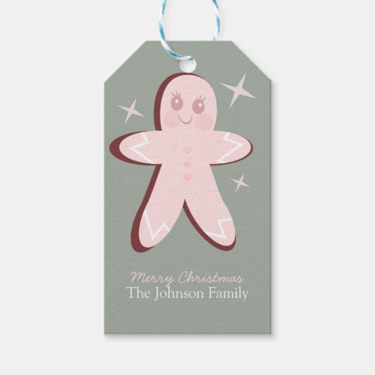 レトロジンジャーブレッドCookie Groovyクリスマス ギフトタグ (正面)