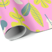 レトロスお洒落カンジナビアフォークフローラ(ピンク) ラッピングペーパー (ロールコーナー)