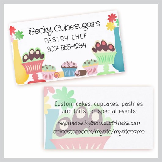 レトロスイーツデザートベーキングベーカリーのパティシエ 名刺