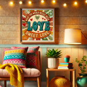 レトロスウィートラブモダンおもしろいインスパイアズ引用文 ポスター