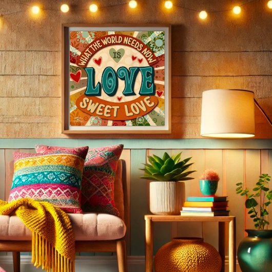 レトロスウィートラブモダンおもしろいインスパイアズ引用文 ポスター