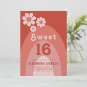 レトロスウィート16バースデーパーティーオレンジ 招待状 (スタンド正面)