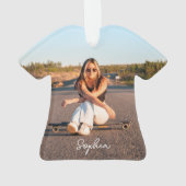 レトロスウィート16誕生日名前をカスタムする写真ハート オーナメント (裏面)