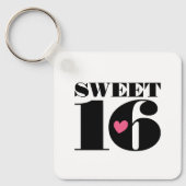 レトロスウィート16誕生日10代の名フォトホワイト キーホルダー (正面)