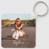 レトロスウィート16誕生日10代の名フォトホワイト キーホルダー (裏面)