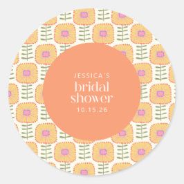 レトロスカンジイエローオレンジフラワーブライダルシャワー ラウンドシール